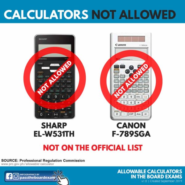 Prc List Of Allowed Calculators Updated 19 Pass The Board Exam